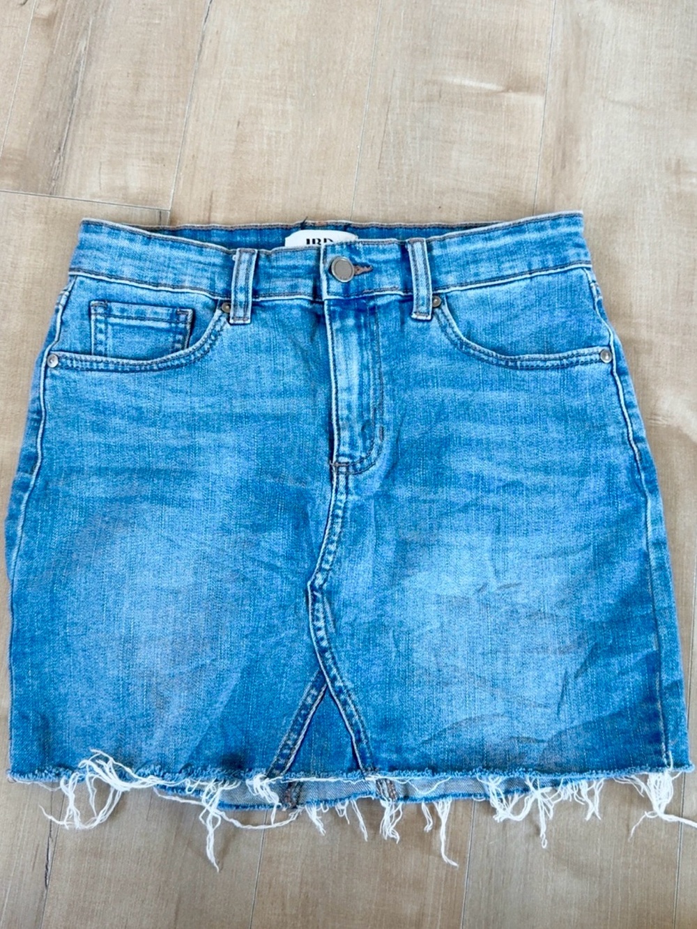 JBD Blue Distressed Denim Mini Skirt - Frayed Hem US S